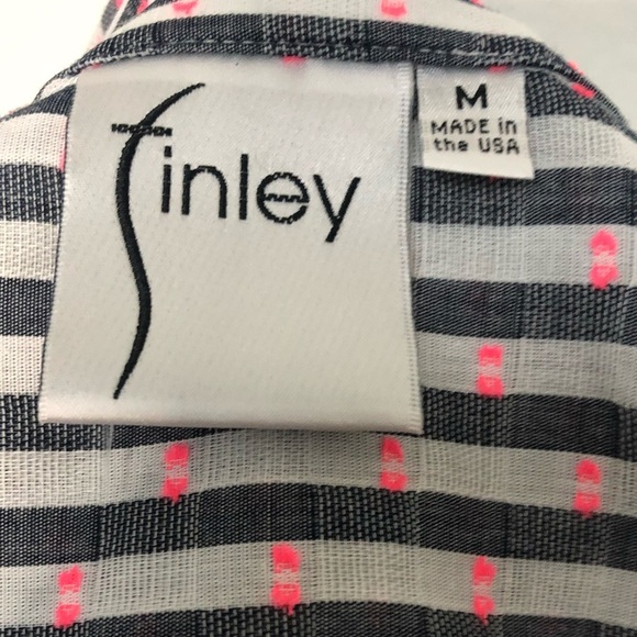 FINLEY Stripped Button-Down Shirt Size Medium - Picture 4 of 6